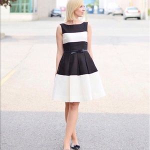 Kate Spade Black & Ivory Stripe Gayle Silk Dress